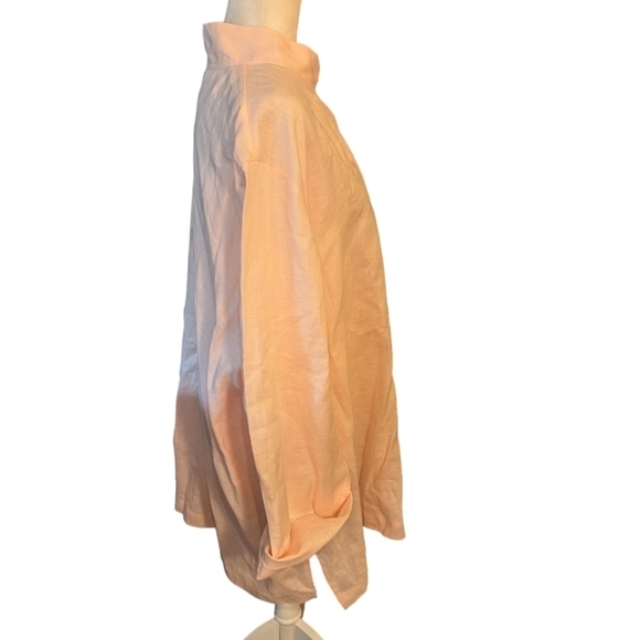 Blush pink 100% linen oversized button up big shirt tunic by Go Silk Woman sz 3X - Picture 3 of 9